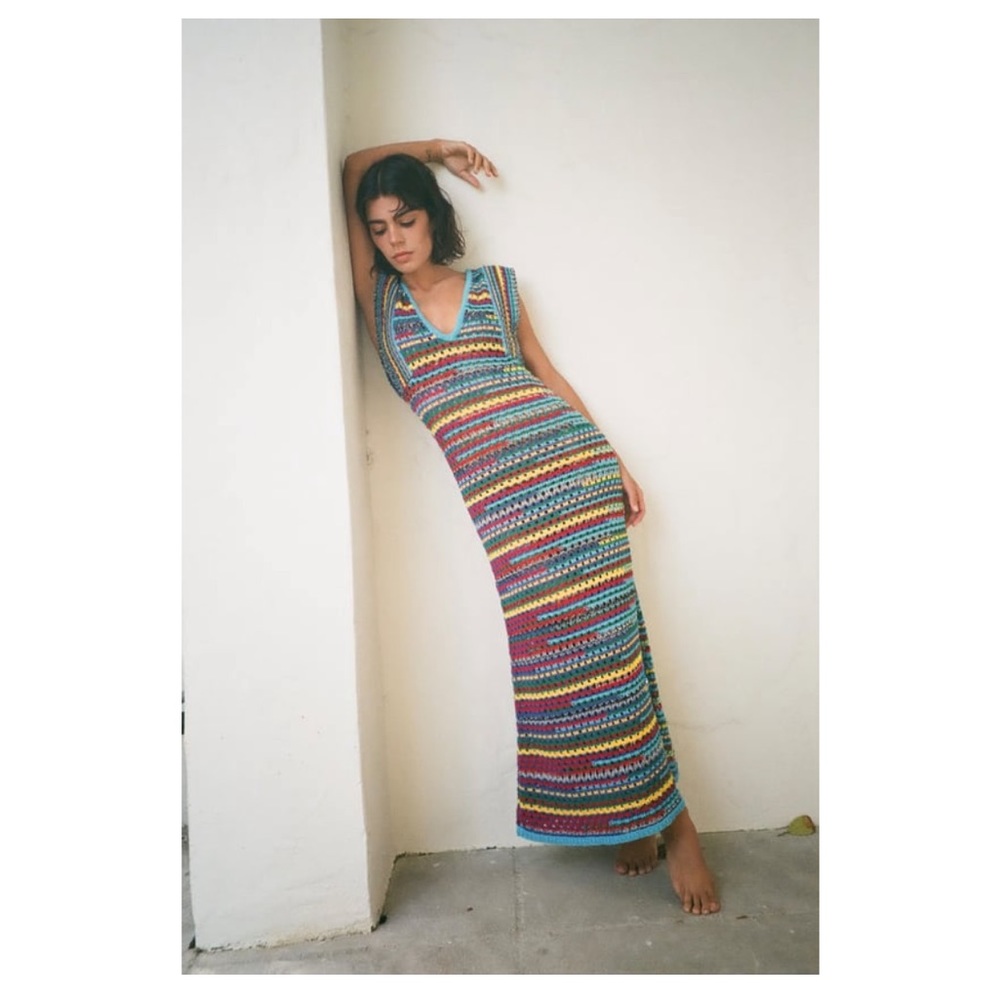 Zara Multicolor Knit Dress Size M NWT